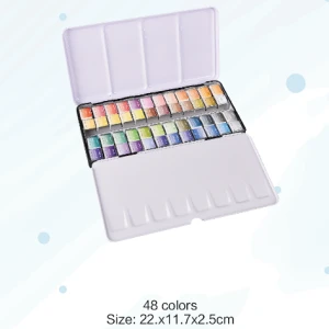 Amazon Hot High Quality 36 Colors Solid Watercolor Painting Water Color Paint Set In Tin Box