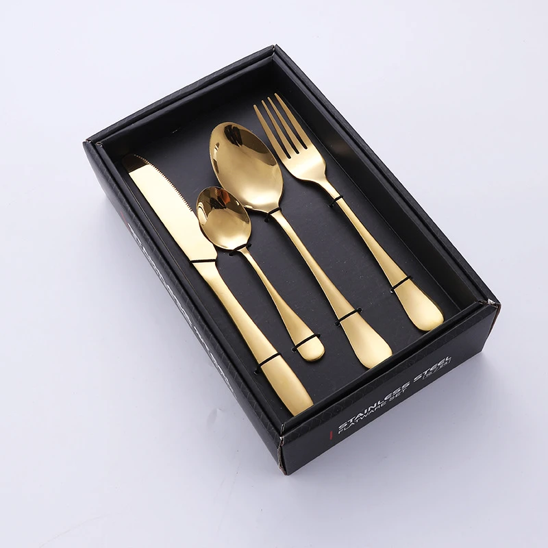 Amazon Knife Spoon Fork Set Gold Cutlery Stainless Steel Flatware Set 24 pcs Cutlery Set With Box