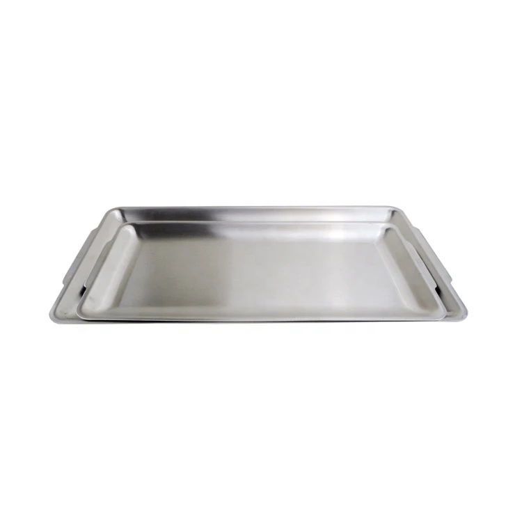 Aseptic treatment stainless steel rectangle food serving plate dish straight edge kitchen metal barbecue baking tray