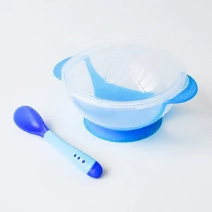 Baby Feeding Supplies Baby Food Plastic Bowl With Silicone Spoon Baby Suction Bowl