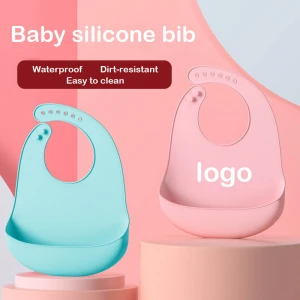 baby silicone bibs waterproof Wholesale Custom Logo Silicone Teether Pretty Baberos De Silicona Baby bandana