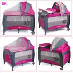 Baby Travel Cot with toys baby folding bed with wheels