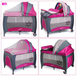 Baby Travel Cot with toys baby folding bed with wheels