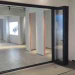 Balcony Aluminum Profile Frame Sliding Folding Doors Double Glazing Bulletproof Glass Bi Fold Door