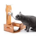 Bamboo Elevated Pet Bowls Raised Pet Feeder Pet Drinking Dispenser