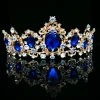 Baroque Red Blue Green Crystal Bridal Tiaras Crown Gold Hair Accessories Wedding Rhinestone Diadem Pageant Crowns