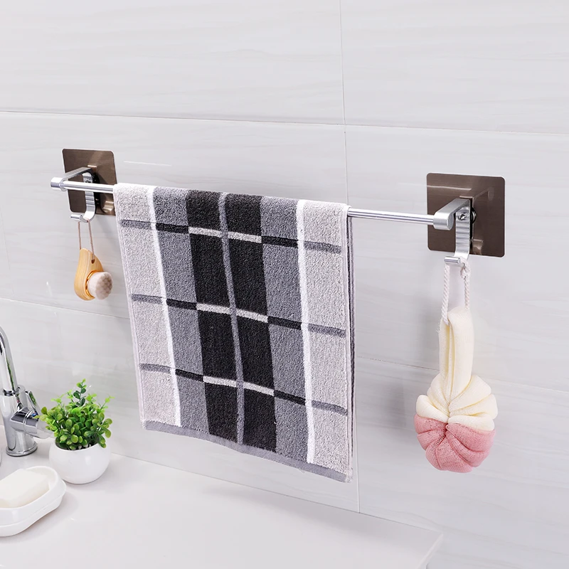 bathroom accessories self-adhesive single pole towel rack space aluminum towel bar