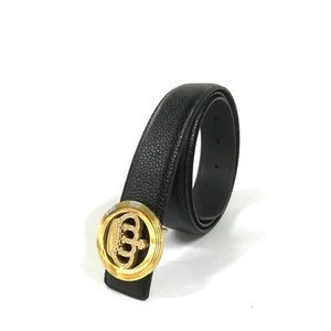 Belt man genuine leather manufacture with gold diamond buckle coffee color for Business White-collar and Professional Men