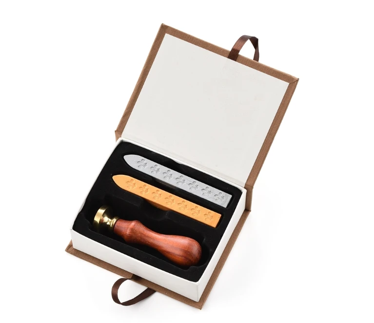 Best Set Paper Brown Box Sealing Wax Stamp Set Two Wax 1 Stamp For Wedding Party Invitation