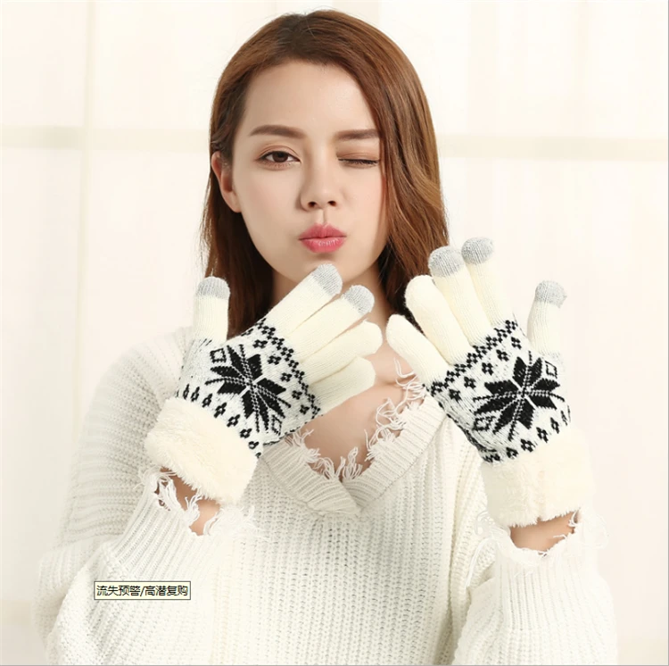 Best style fingerless snowflake decoration warm gloves