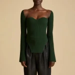 Bettergirl Fashion Slim Sweater For Women Square Collar Long Sleeve Split Solid Knitted Tops Female 2023