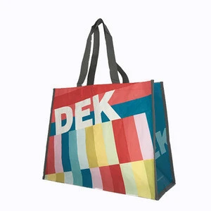 Big recyclable button laminated promotional pp woven bag