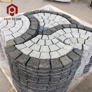 Black Basalt Granite Paving Stone/Cube Stone on mesh