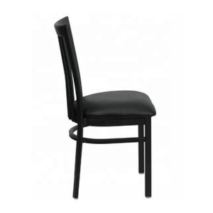 Black House Ladder Back Metal Restaurant Chair - Black Vinyl Seat