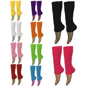 Black LADIES GIRLS PLAIN SOLID LEGWARMERS FOR TUTU HEN FLO FANCY DRESS PARTY - ONE SIZE FITS ALL - UK Stock Fast Shipping