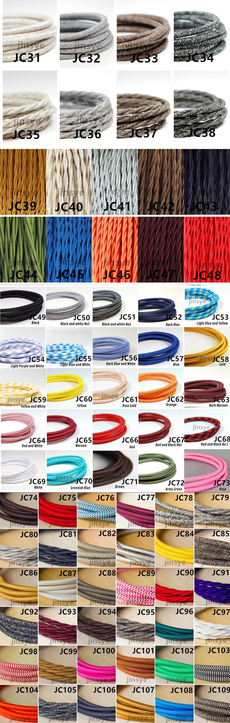 black twisted cable cloth fabric cotton covered electric cable cable