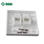 Bolein Wholesale High Quality RJ45 RJ11 86mm Cheap Double Ports 2 Gangs Face Plate Cat5E Cat6 Cat6A Faceplate