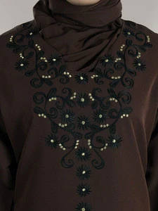 Brown Abaya/Jilbab Muslim Hijab Dress Formal and Occasion Wear Embroidered Burka| Islamic Clothing Burqa/Full black Abaya