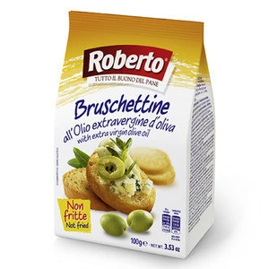 Bruschettine olio - Italian bruschetta snack with extra virgin olive oil - 100g per bag