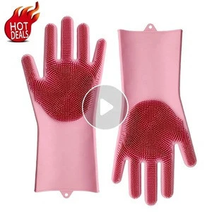 C-001 Kitchen Silicone Rubber Scrub Brush Heat Resistant Cleaning Scrubber Silicone Dishwashing Gloves