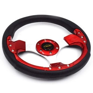 Car modification 320mm 13&quot; Red Universal Auto Racing Car interior Steering Wheel &amp; Horn Button Leather PVC Aluminium Alloy Wear