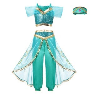 Carnival Aladdin Jasmine Dress Up Princess Dresses Halloween Costume Jasmine Princess Party Cosplay Dress Costume
