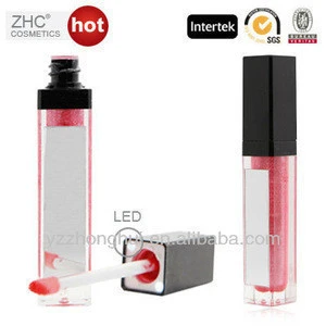 CC35589 Make your own logo high quality led lip gloss with mirror and light