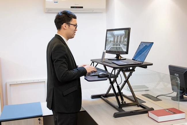 Cheap Folding Modern Office Height Adjustable Sit Stand Up Desk 36 Standing Desk Converter Dual Monitor Tabletop Riser