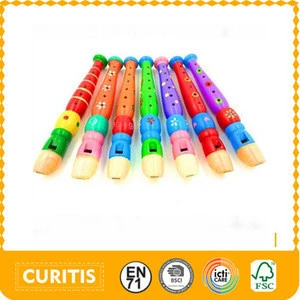 cheap price colourful kids wooden toys 2.8cm diameter 20cm length 6 sizes holes wood musical Woodwind instruments recorder flute
