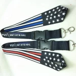 Cheaper price thin blue line American flag lanyard ,   custom key lanyards/lanyard with ski pass holder