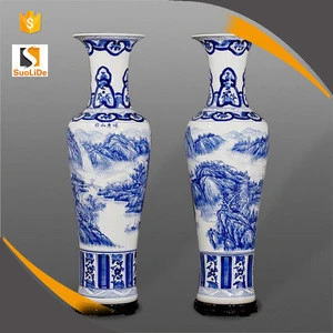 China style blue and white ceramic floor porcelain vase