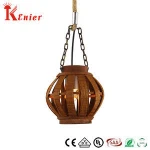China supplier hanging hemp rope wood shade light industrial pendant lamp
