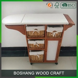 China Supplier Wooden Furniture Folding Wood Ironing Board Storage Cabinet For Living Room