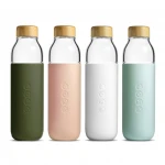 clear color heat resistant transparent nordic wood lid silicone protective cover Water glass cup