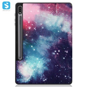 Color Painting Trifold Flip PU Leather Protective Cover Tablet Case For Samsung Galaxy Tab S7 Plus 2020 12.4 Inch