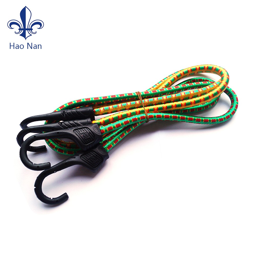 Colorful elastic bungee cord with plastic hook