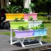 Colorful Flower Plant Grow Pot Vegetable Herbs Square Container Seedlings Nursery Pots with Pallet