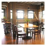 Commercial restaurant sets firm wooden tables and chairs for restaurant