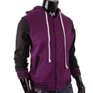 cotton fleece pull over hooded top /jumper /sweatshirt college baseball hooded jacket