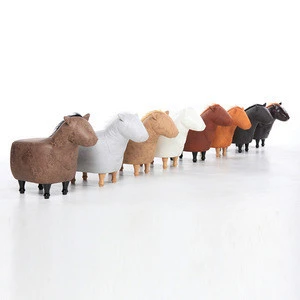 Creative solid wood stool animal shape stool ottoman for shoes Footstool Horse stool for living room furniture