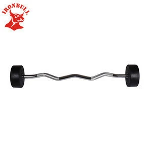 crossfitness gym curl barbell (rubber cover)