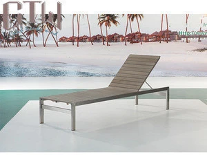 CTW All weather leisure sunlounger plastic wood sun lounge New designs aluminum sun lounger beach chairs outdoor chaise lounge