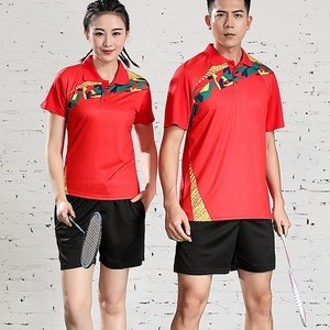Custom blue sports polo t shirt polyester volleyball jersey quick dry table tennis badminton polo shirts and shorts skirts