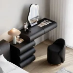 Custom Design Black Vanity Dressing Mirror Dressing Table Make Up With Led Light Hardwood Makeup Vanity