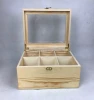 custom finish bamboo wooden gift box with window for tea bags
