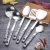 Custom Logo Wooden handle 6 pcs Chinese Cooking Accessories Tools Wooden Handle Utensils Stainless Steel Kitchen Tool Set