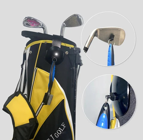 Custom non-slip golf club cleaning brush and groove cleaner with magnetic keychain and carabiner