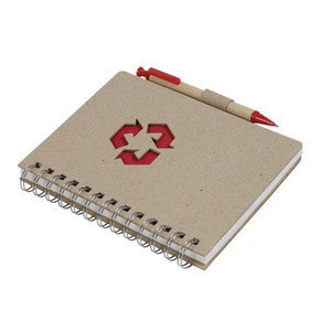 Custom Recycled kraft Paper Spiral Notebook with Pen attached Brand Factory Online Shopping