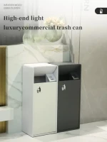 Customization Stainless Steel Vertical Trash Can Mall Hotel Metal Trash Can Large Capacity Square Trash Can With Ashtray