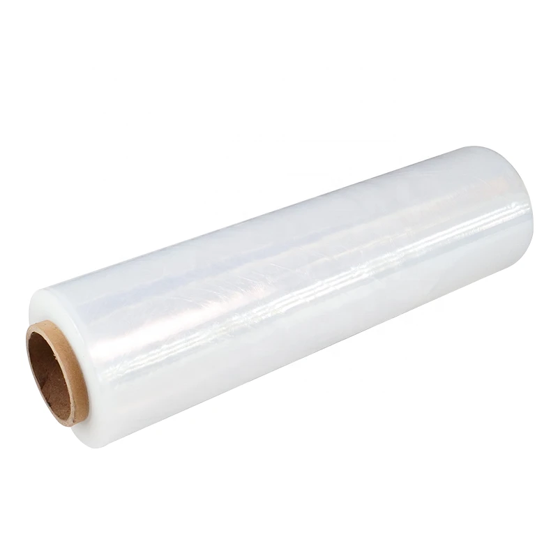 Customized clear plastic sticky baby roll mini pe stretch wrap film pe transparent packing plastic hanpak stretch film